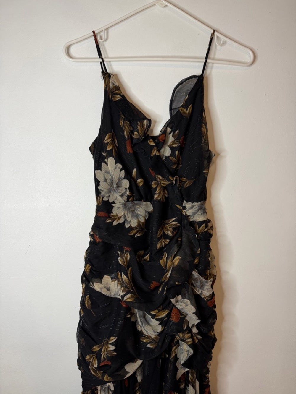 Astr Black Floral Slip Dress with Spaghetti Straps